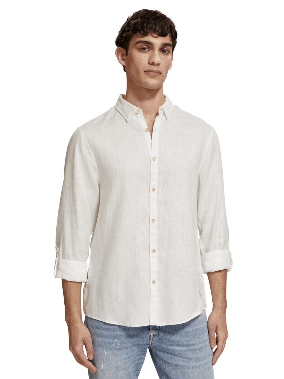 LINEN ROLL UP SHIRT WHITE