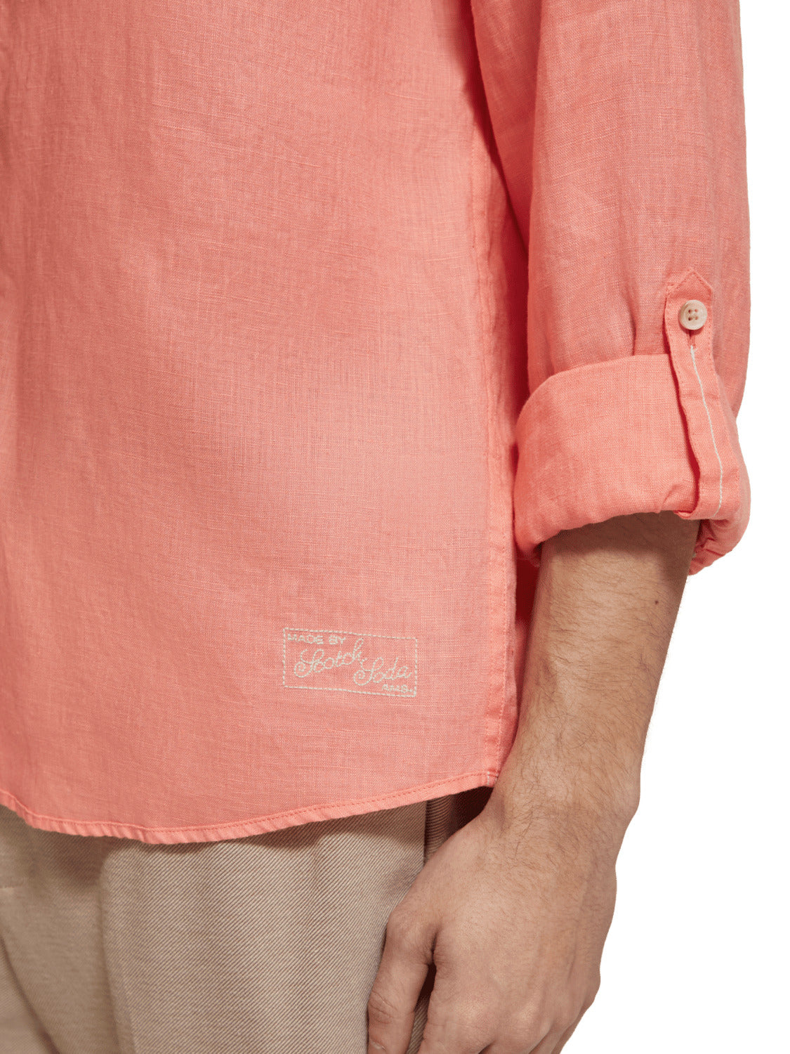 LINEN ROLL UP SHIRT CORAL REEF