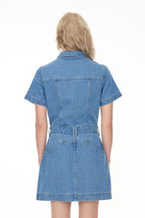 DENIM RIDER MINI DRESS BLUE WASH