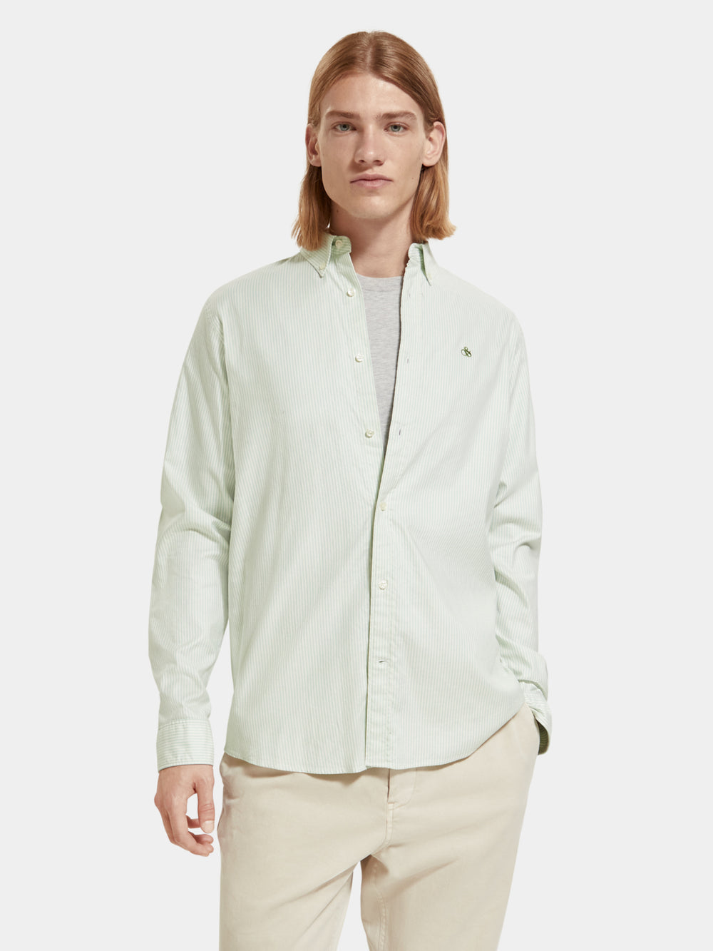 ESSENTIAL OXFORD STRIPE SHIRT SEAFOAM