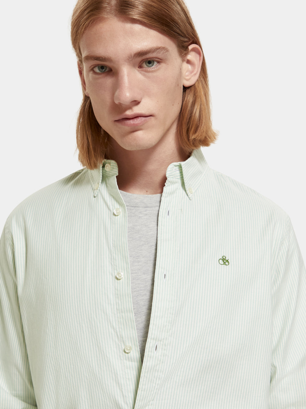 ESSENTIAL OXFORD STRIPE SHIRT SEAFOAM