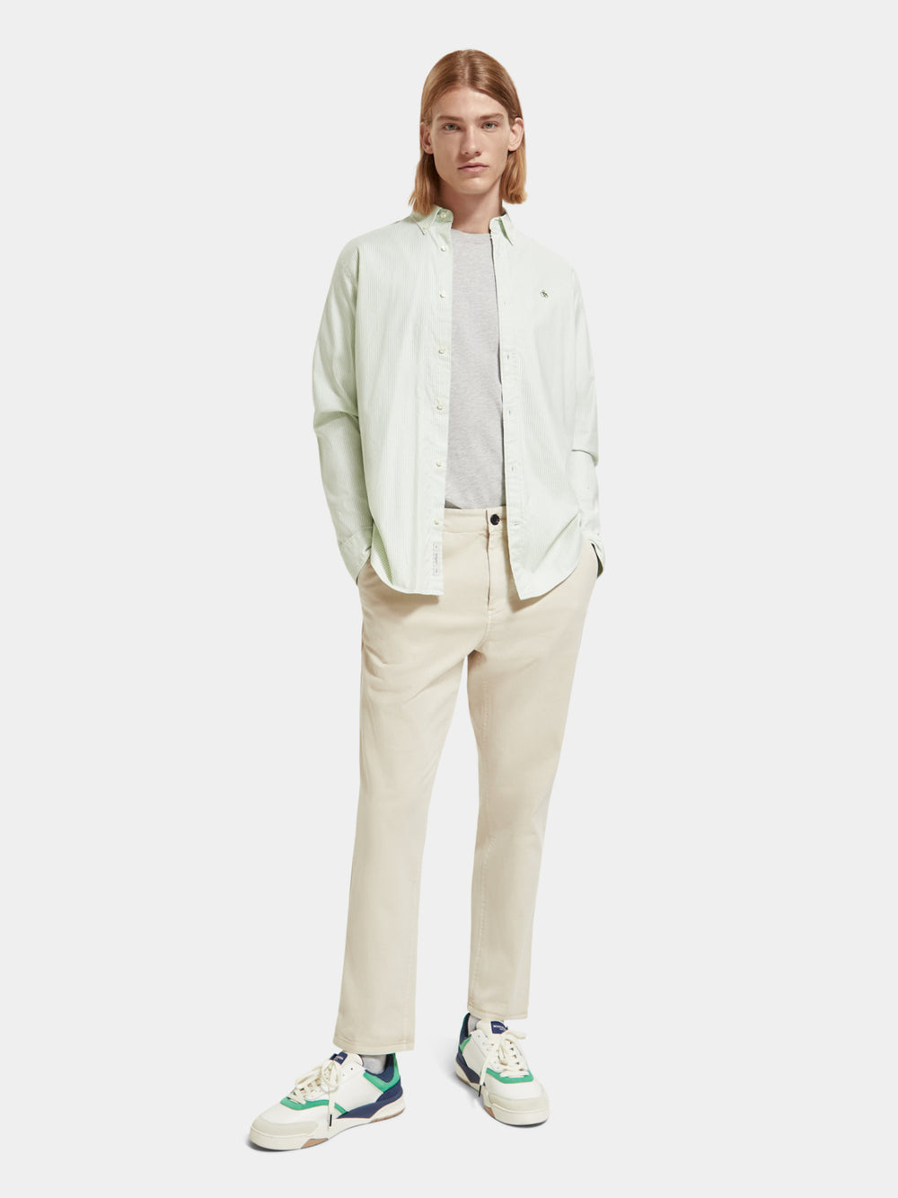 ESSENTIAL OXFORD STRIPE SHIRT SEAFOAM