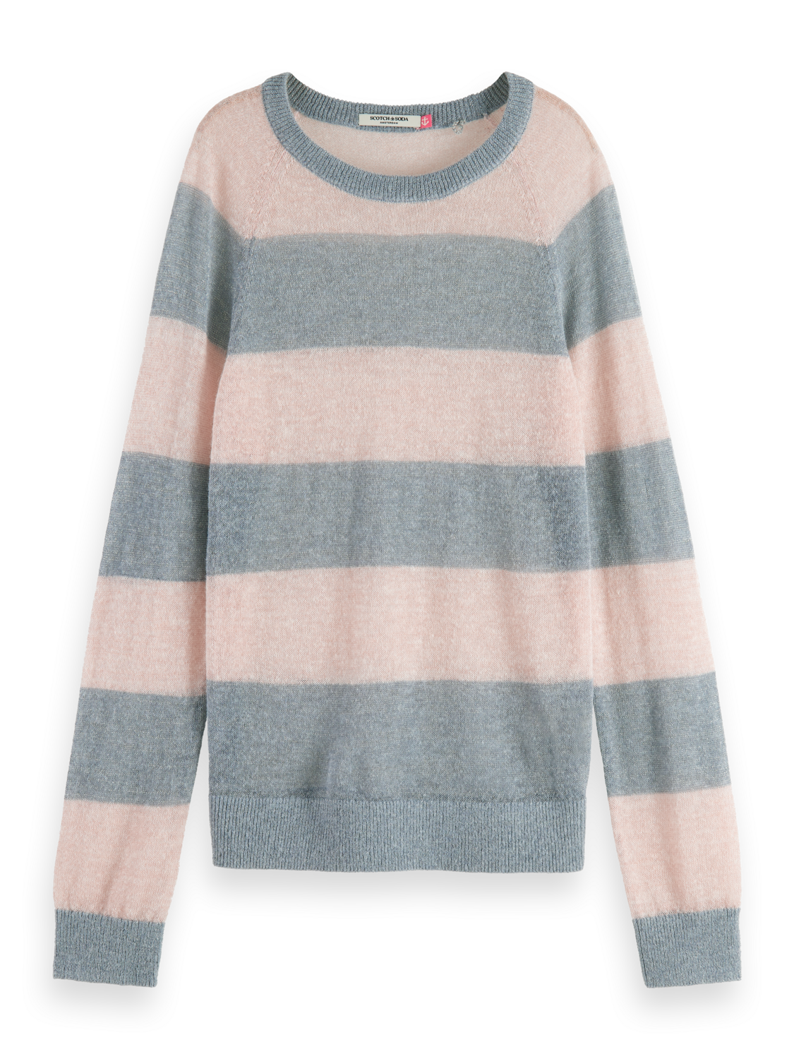 BLOCK STRIPE RAGLAN PULLOVER SEA FLOWER