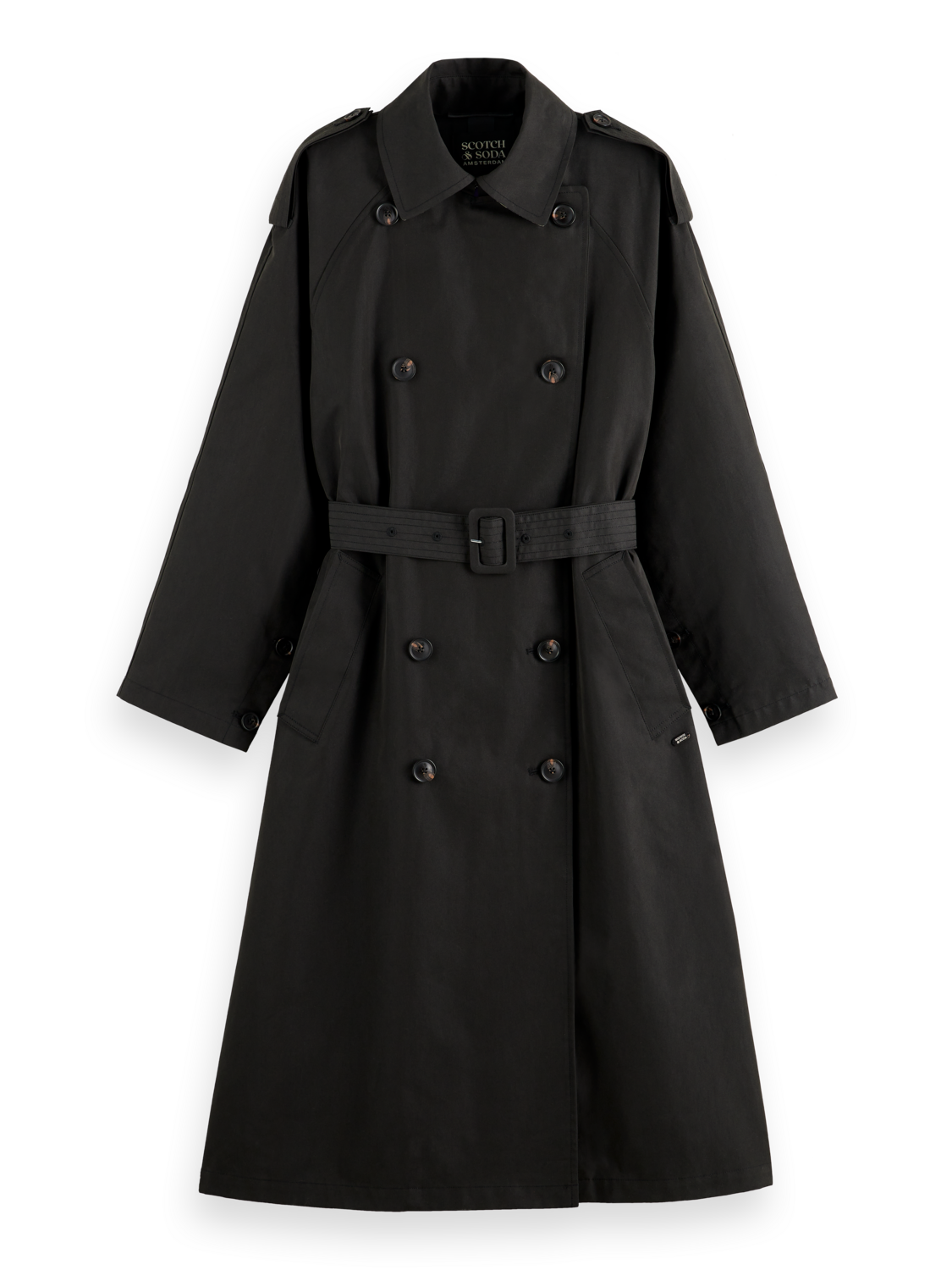 OVERSIZED BELTED TRENCHCOAT EVENING BLACK