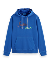 GARMENT DYE LOGO HOODIE BOAT BLUE