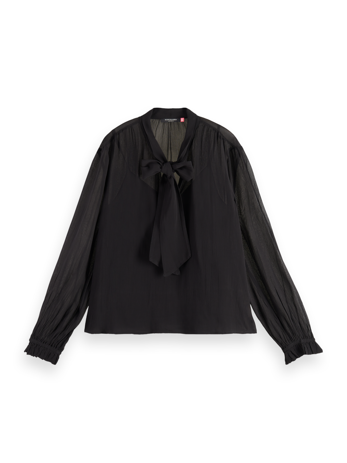 TIE NECK TOP EVENING BLACK