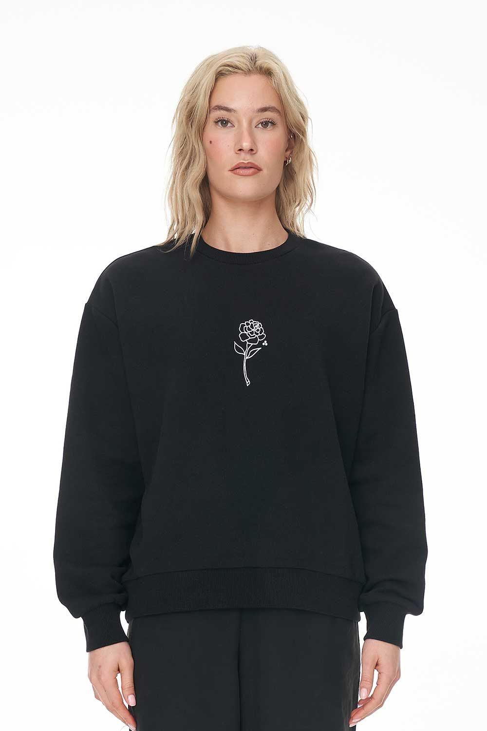 SLOUCH CREW WHITE ROSE / BLACK