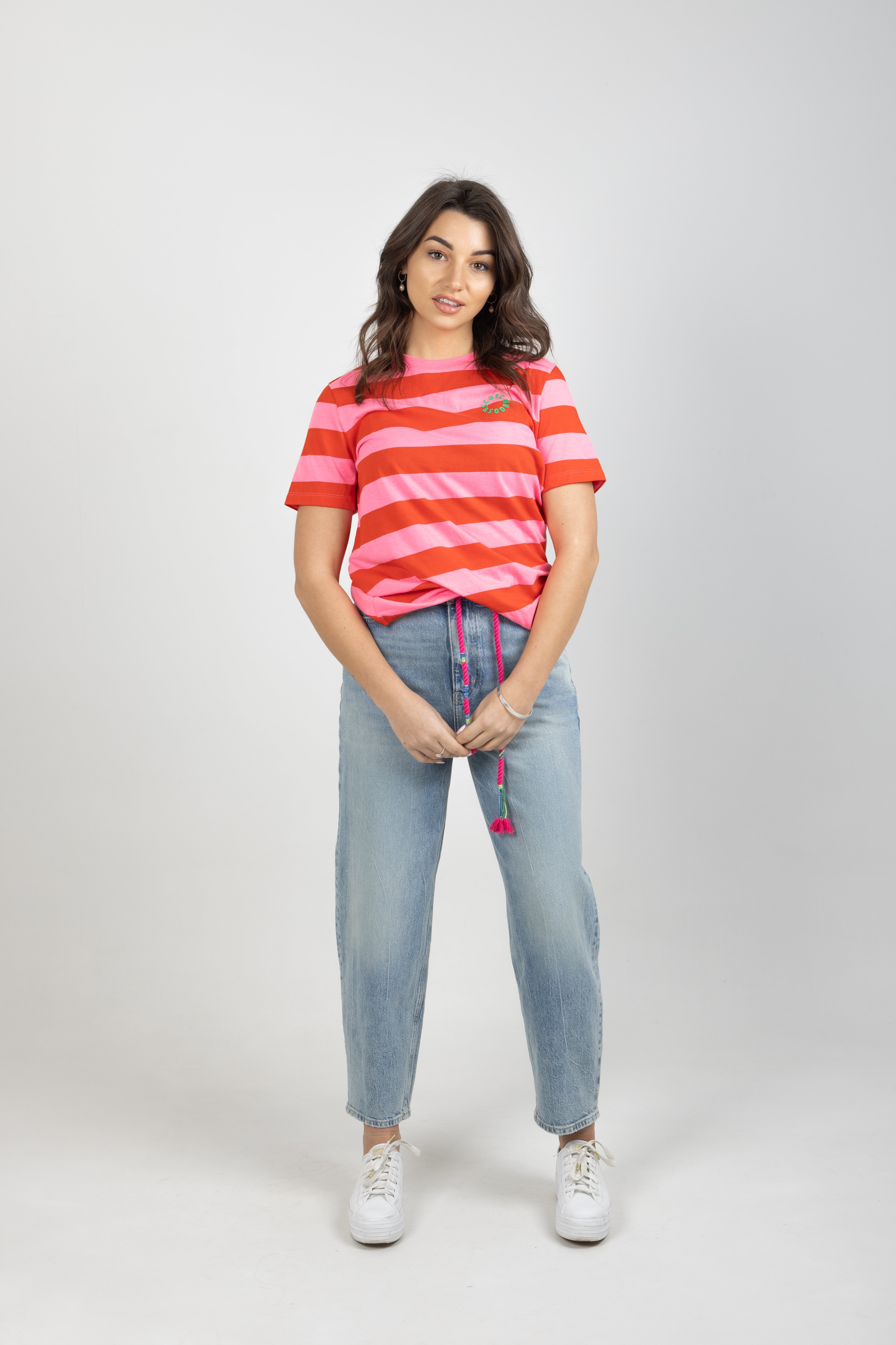 STRIPED ORGANIC TEE PINK