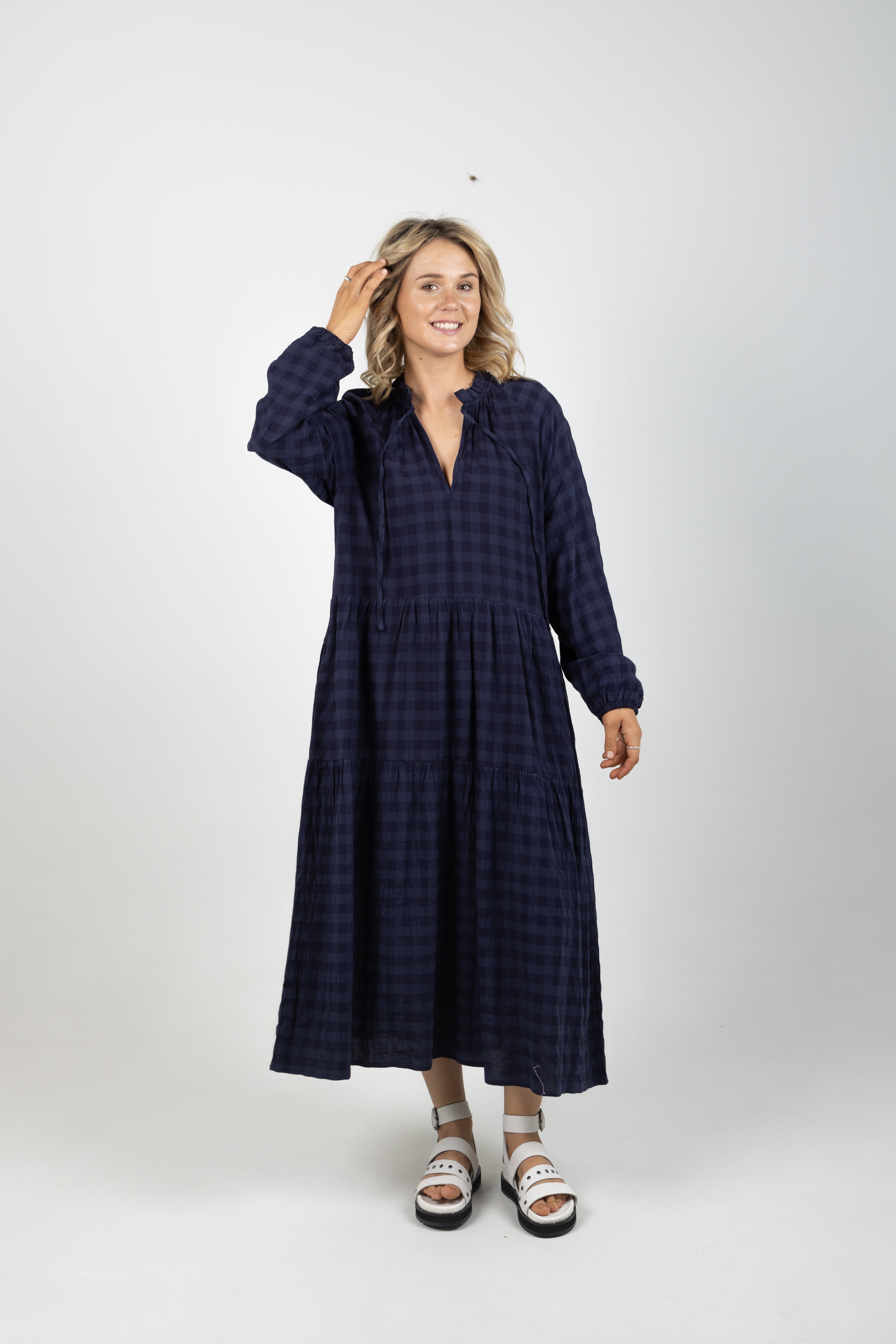 PARADISE DRESS NAVY CHECK