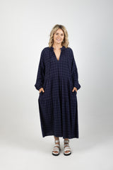 PARADISE DRESS NAVY CHECK