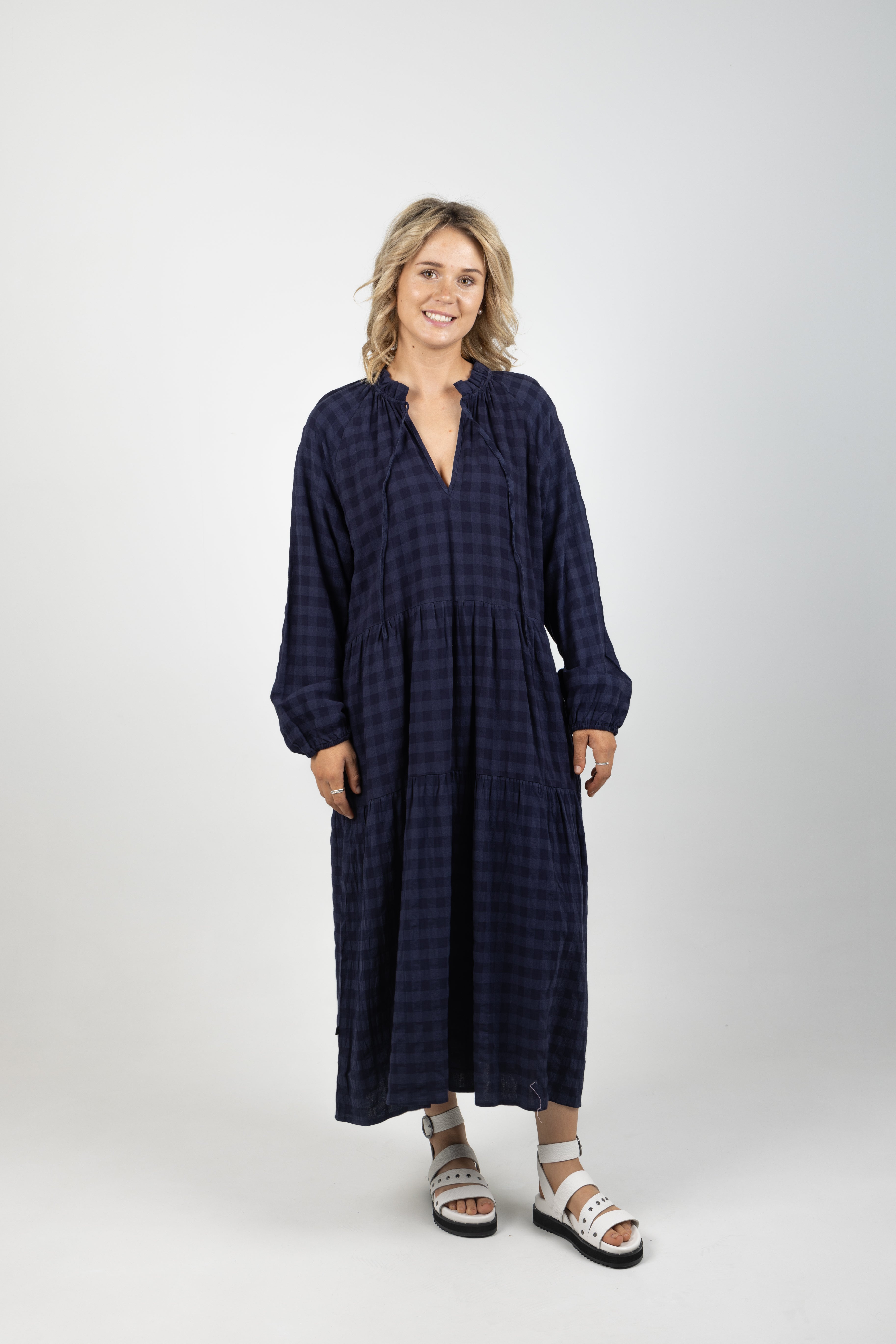 PARADISE DRESS NAVY CHECK