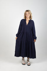 PARADISE DRESS NAVY CHECK