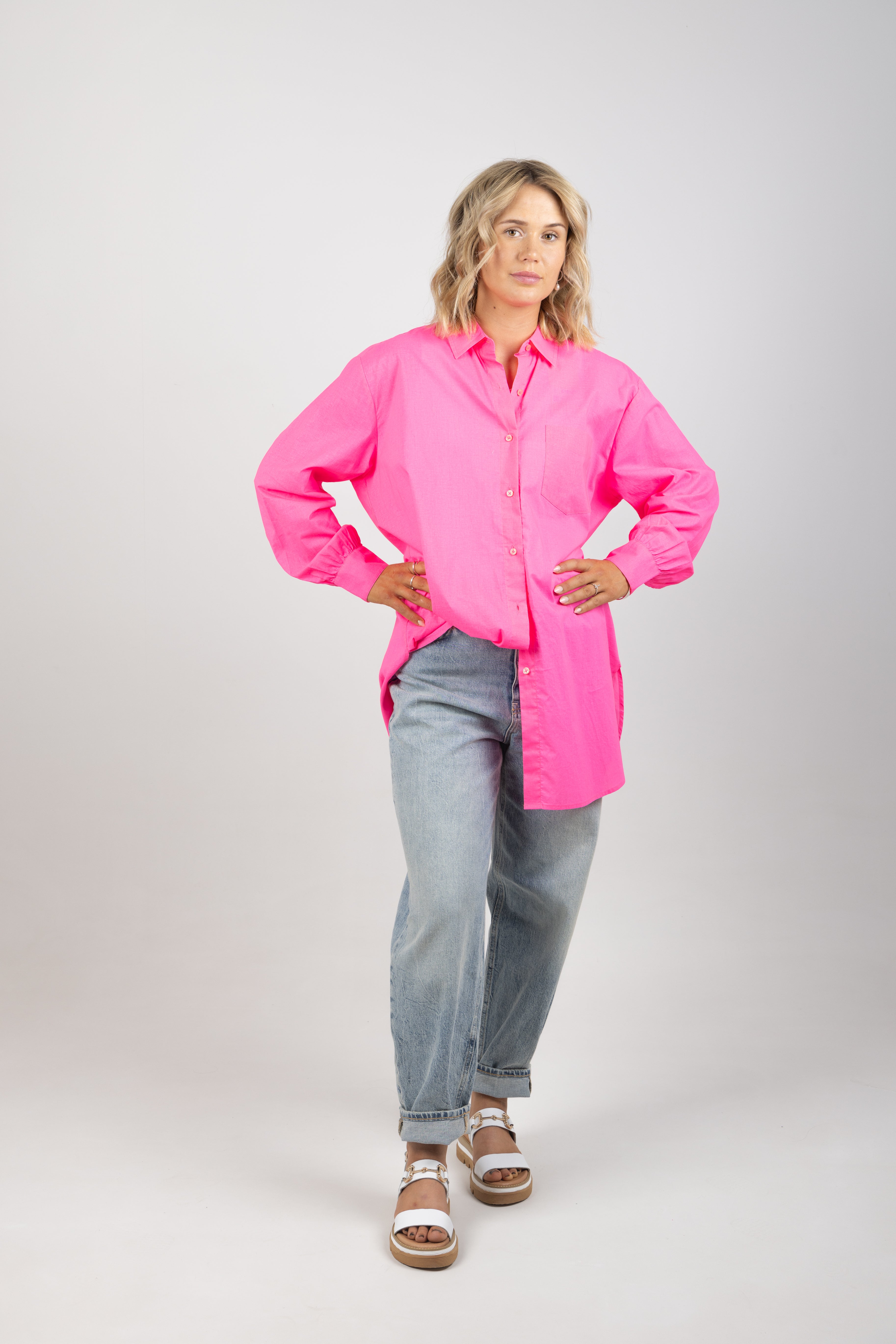 EXTRA OVERSIZED SHIRT FLUO PINK