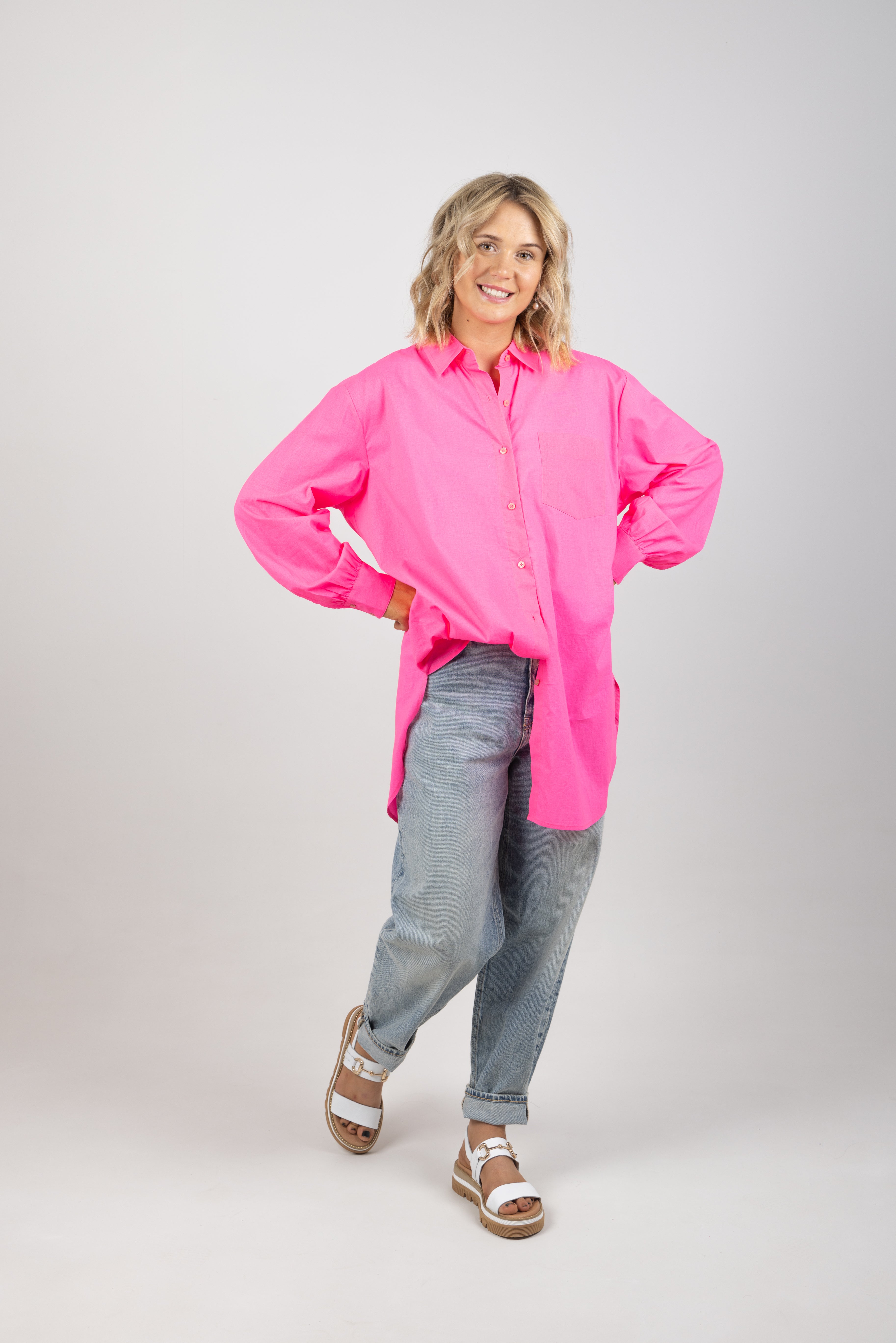 EXTRA OVERSIZED SHIRT FLUO PINK