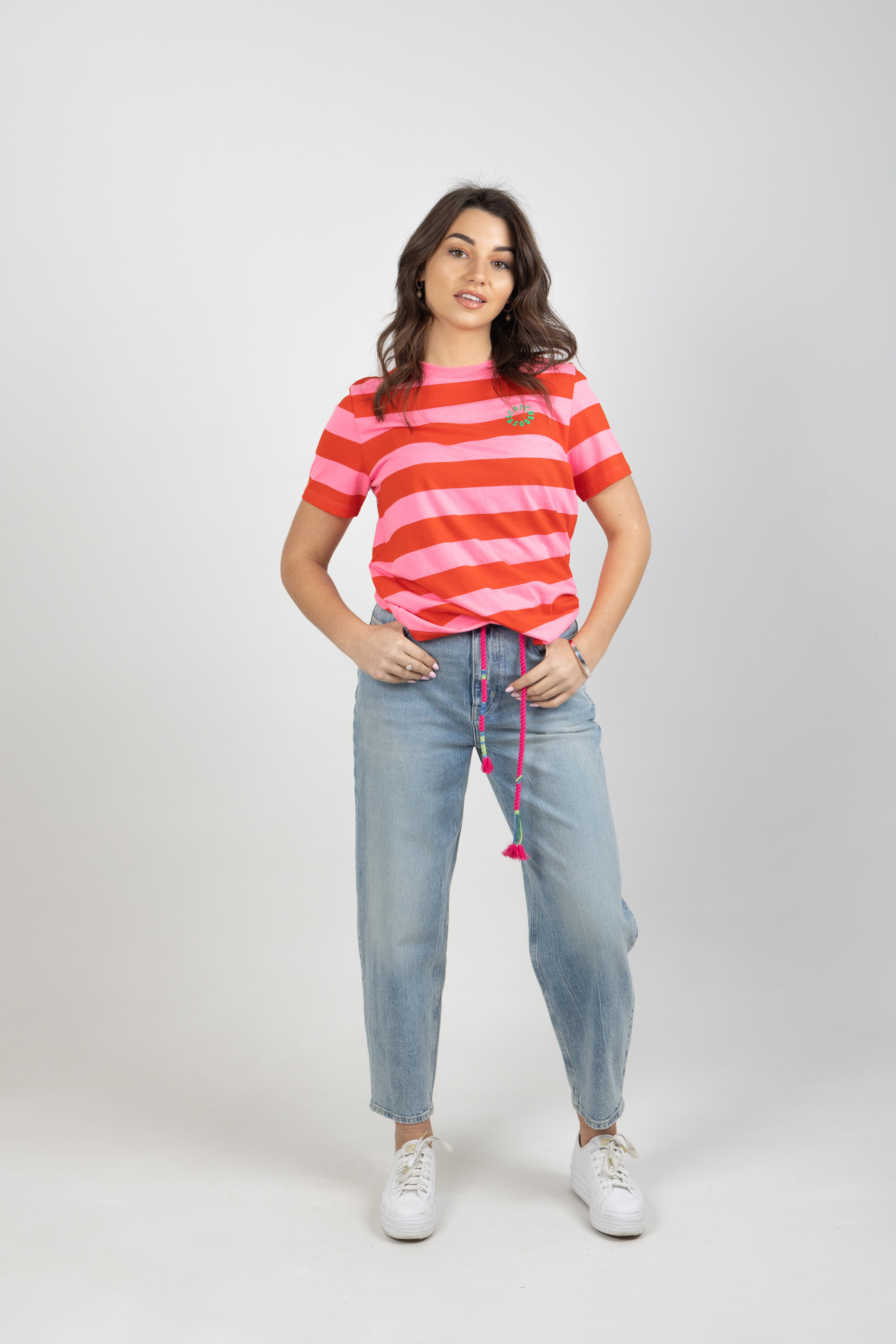 STRIPED ORGANIC TEE PINK