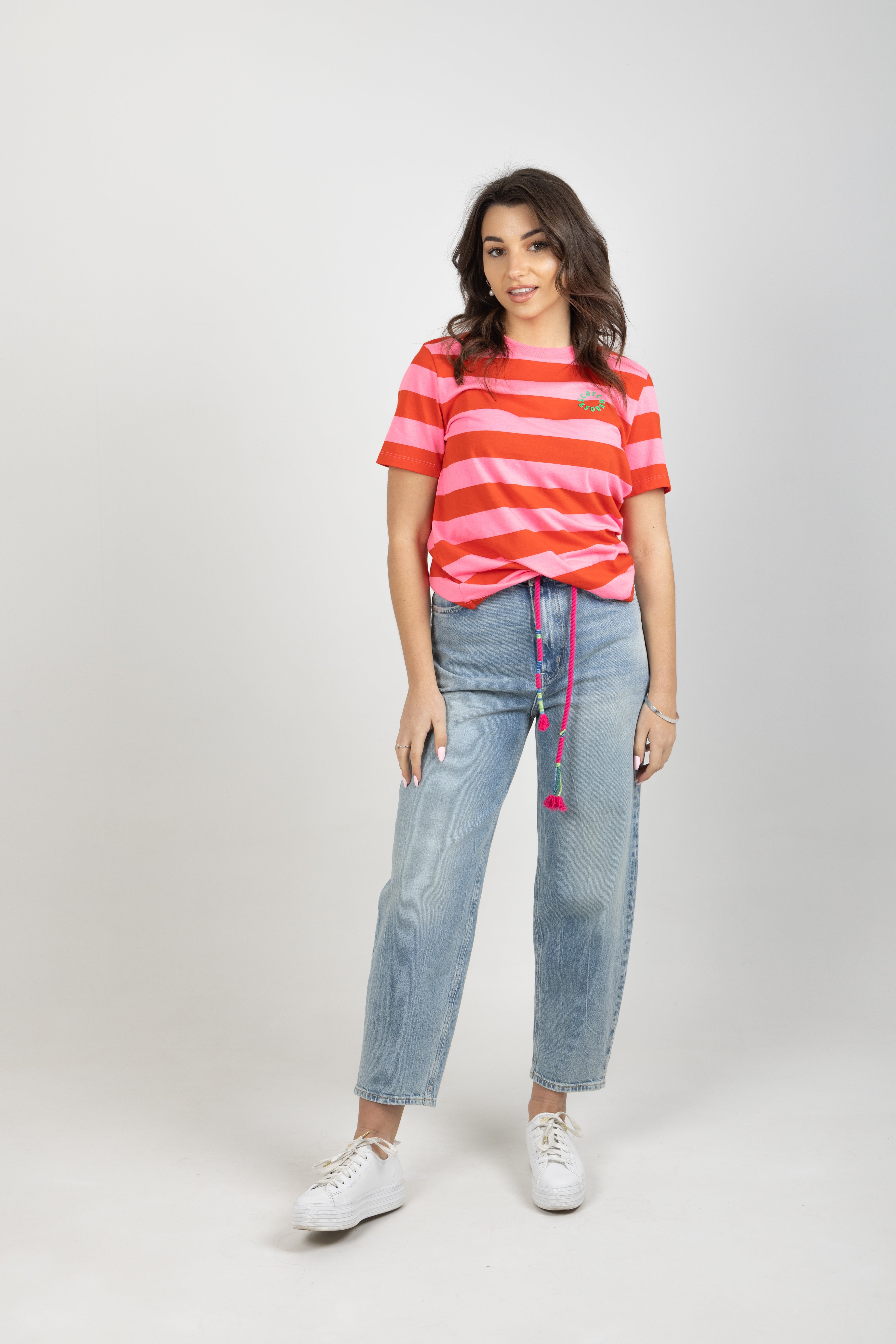 STRIPED ORGANIC TEE PINK