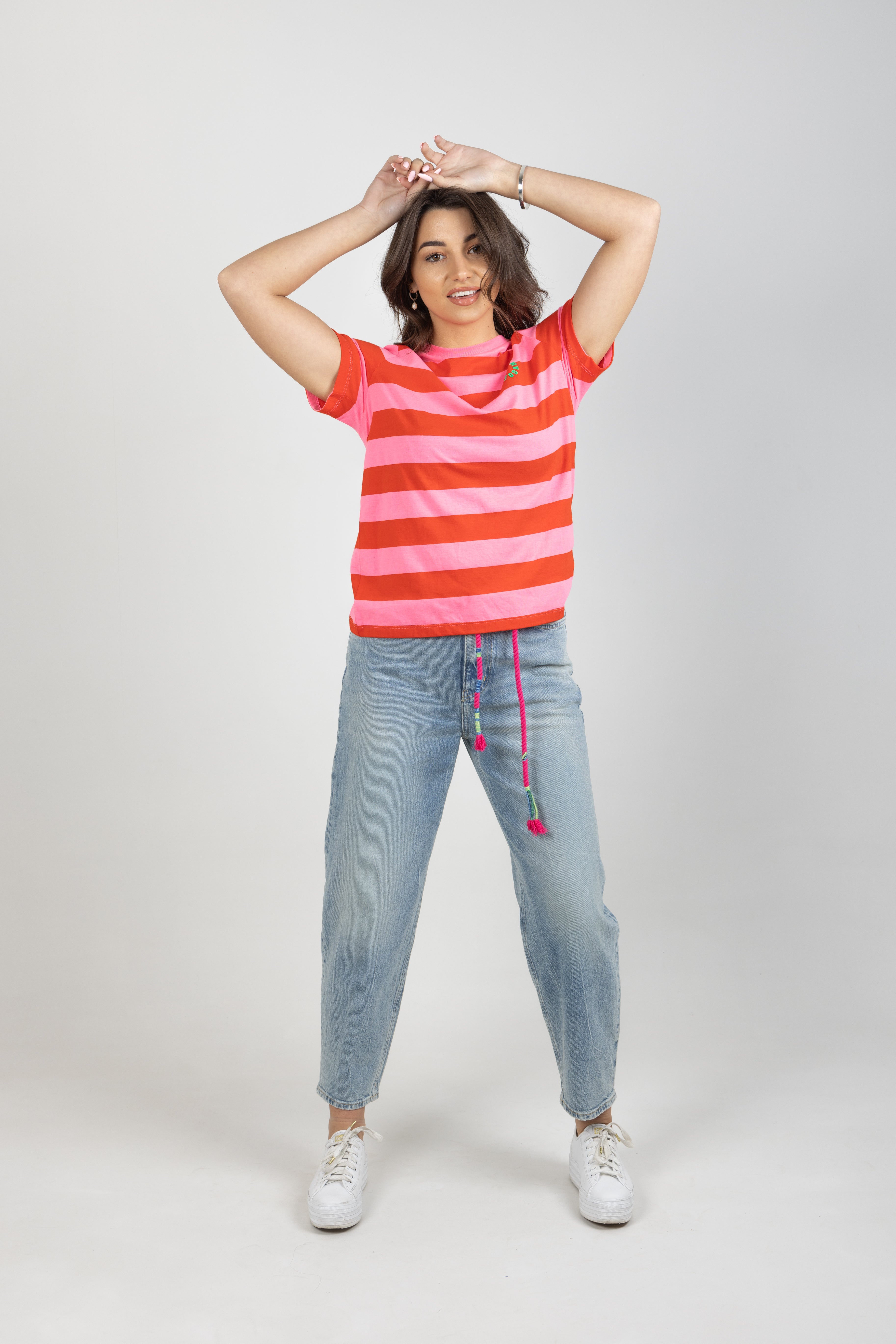 STRIPED ORGANIC TEE PINK