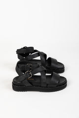 GLOBE SANDAL BLACK LEATHER