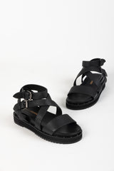 GLOBE SANDAL BLACK LEATHER