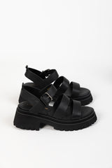 IVY SANDAL BLACK TUMBLE LEATHER