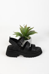 IVY SANDAL BLACK TUMBLE LEATHER