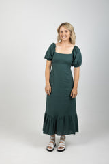 FLORA TIE DRESS TEAL