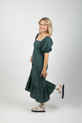 FLORA TIE DRESS TEAL