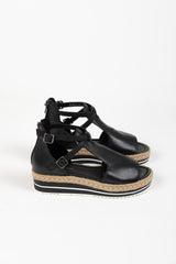 ALEXYS BLACK LEATHER ESPADRILLES