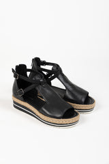 ALEXYS BLACK LEATHER ESPADRILLES