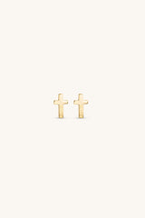 CROSS STUD EARRINGS 18KT GOLD