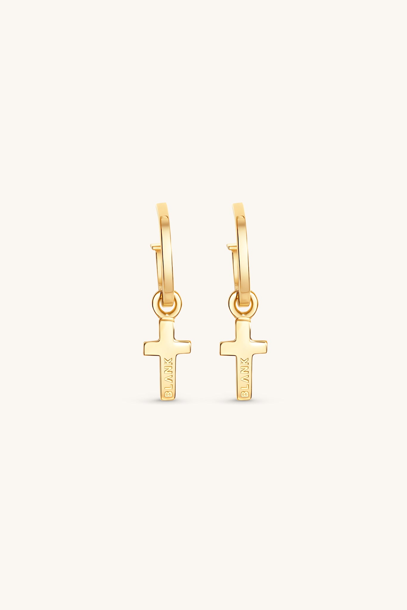 CROSS HOOP EARRINGS 18KT GOLD