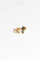 CROSS STUD EARRINGS 18KT GOLD