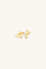 CROSS STUD EARRINGS 18KT GOLD