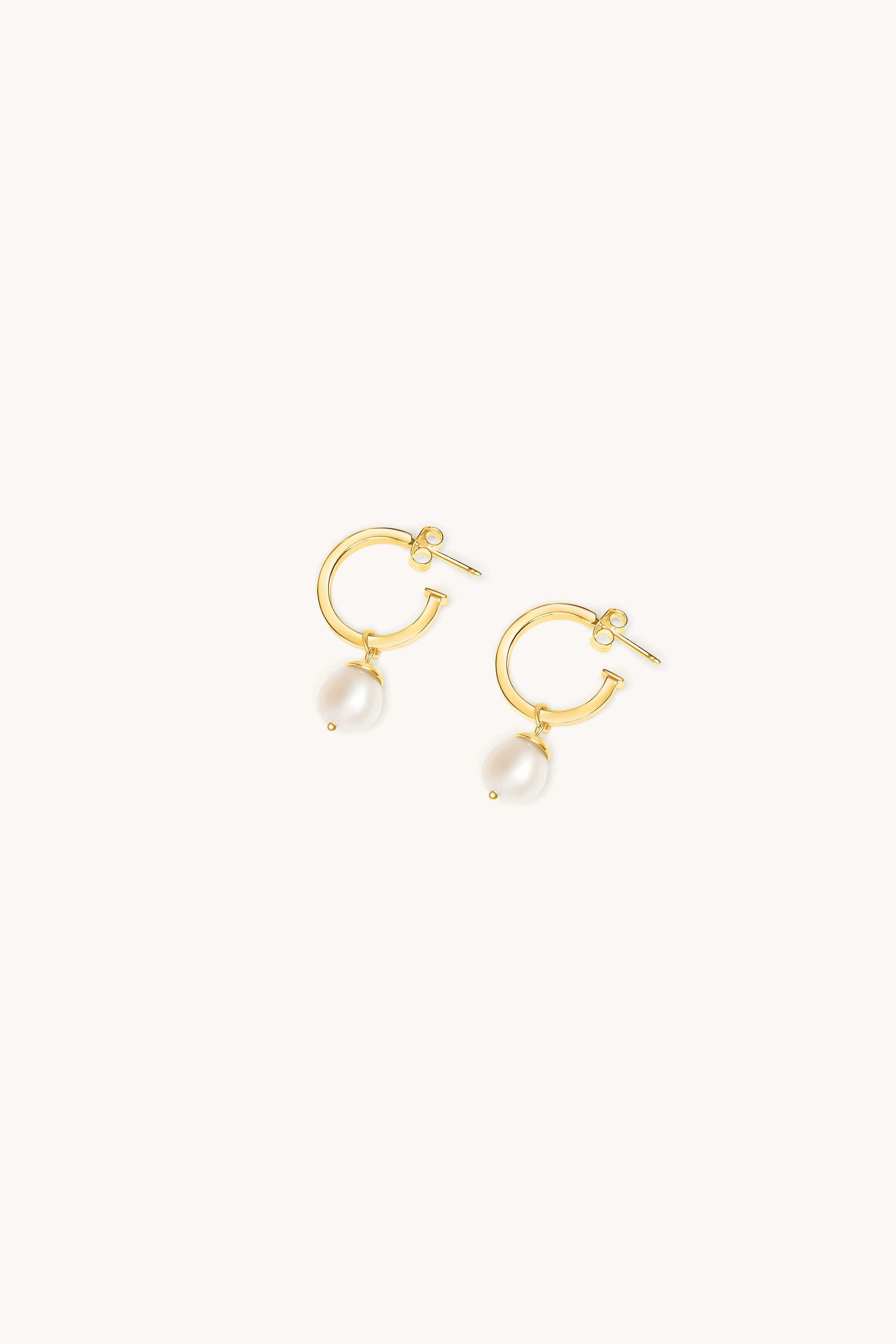 PRETTY PEARL HOOP EARRINGS 18KT GOLD