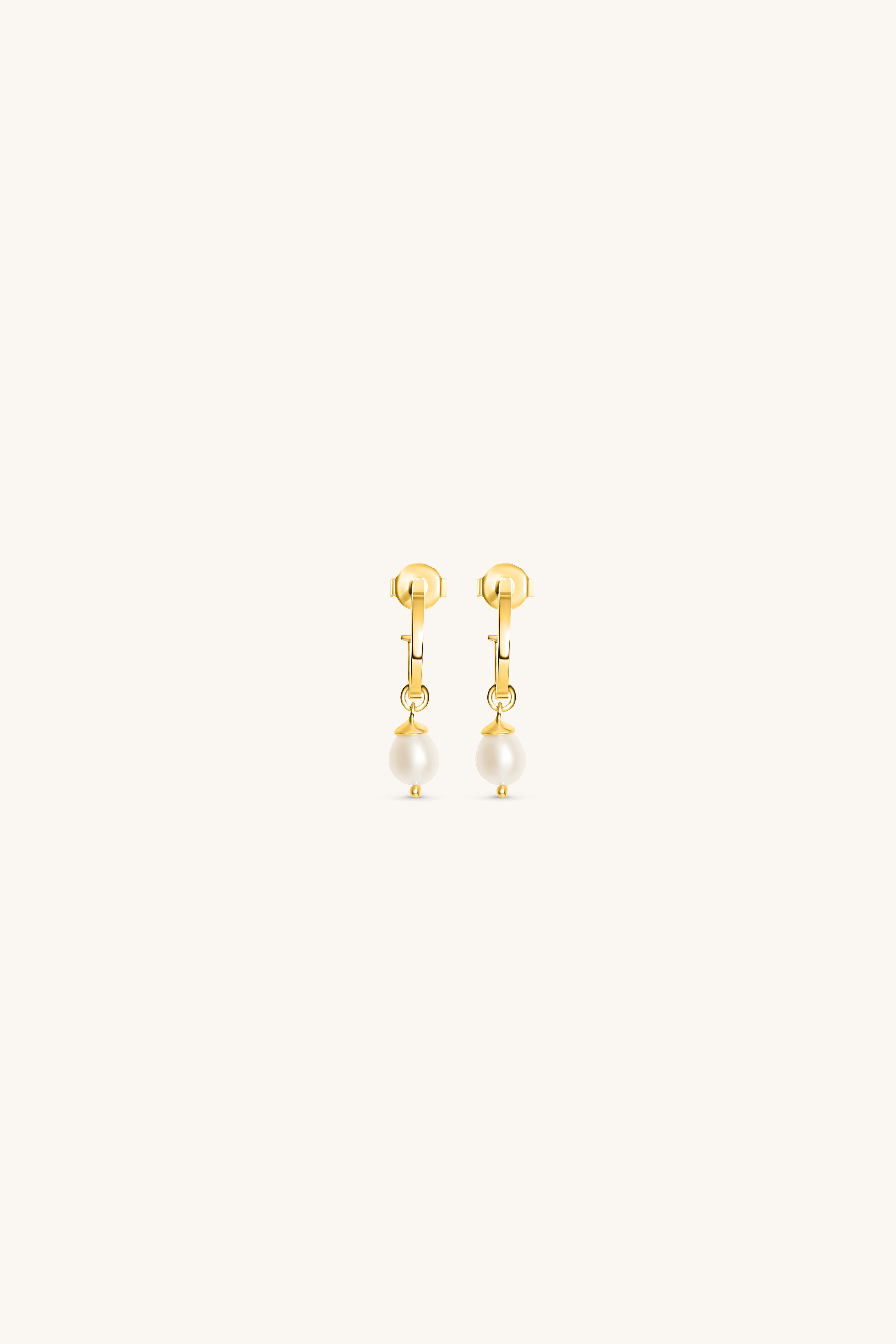 PRETTY PEARL HOOP EARRINGS 18KT GOLD