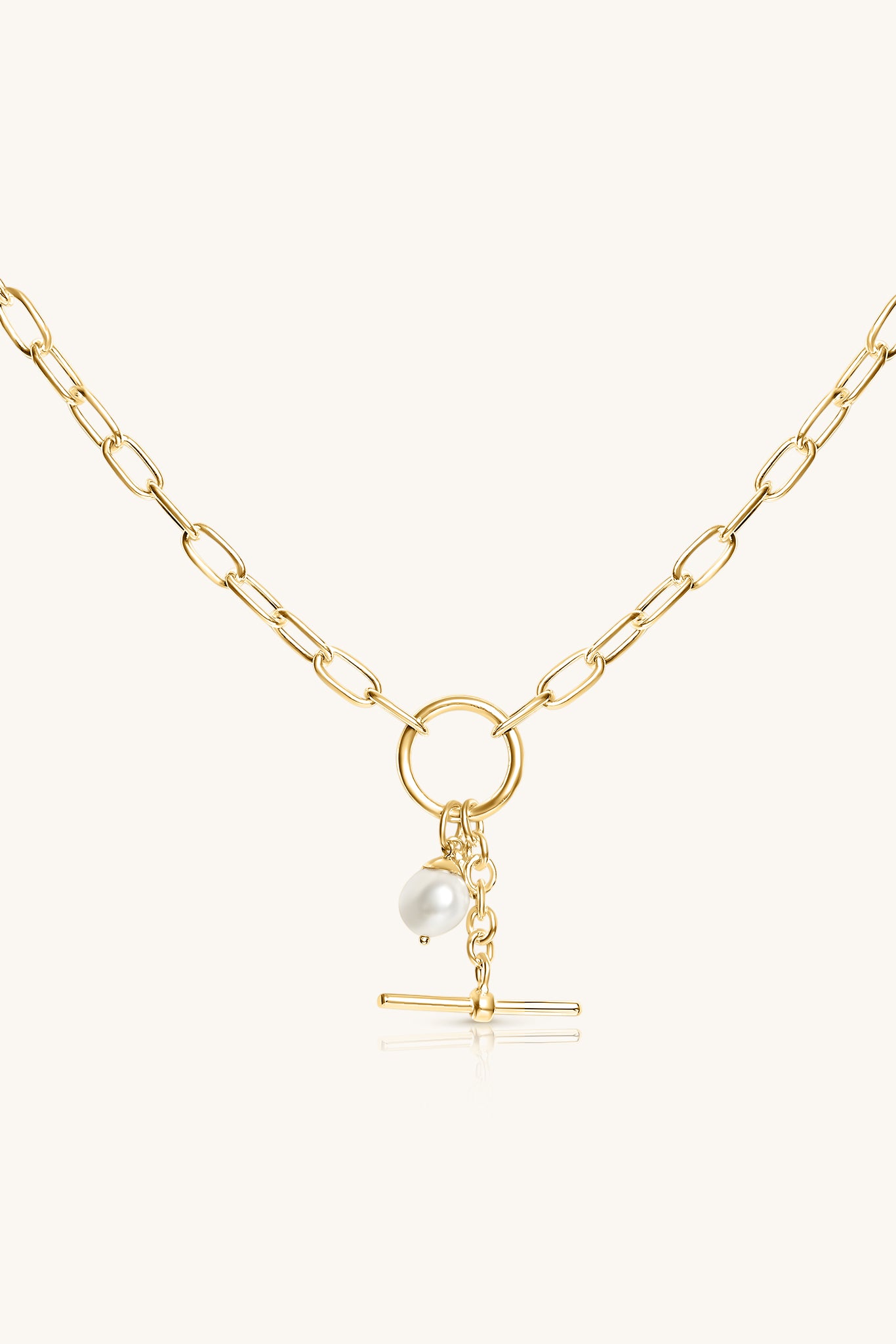 PRETTY PEARL FOB NECKLACE 18KT GOLD