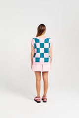 CHECK IT VEST TEAL CANDY