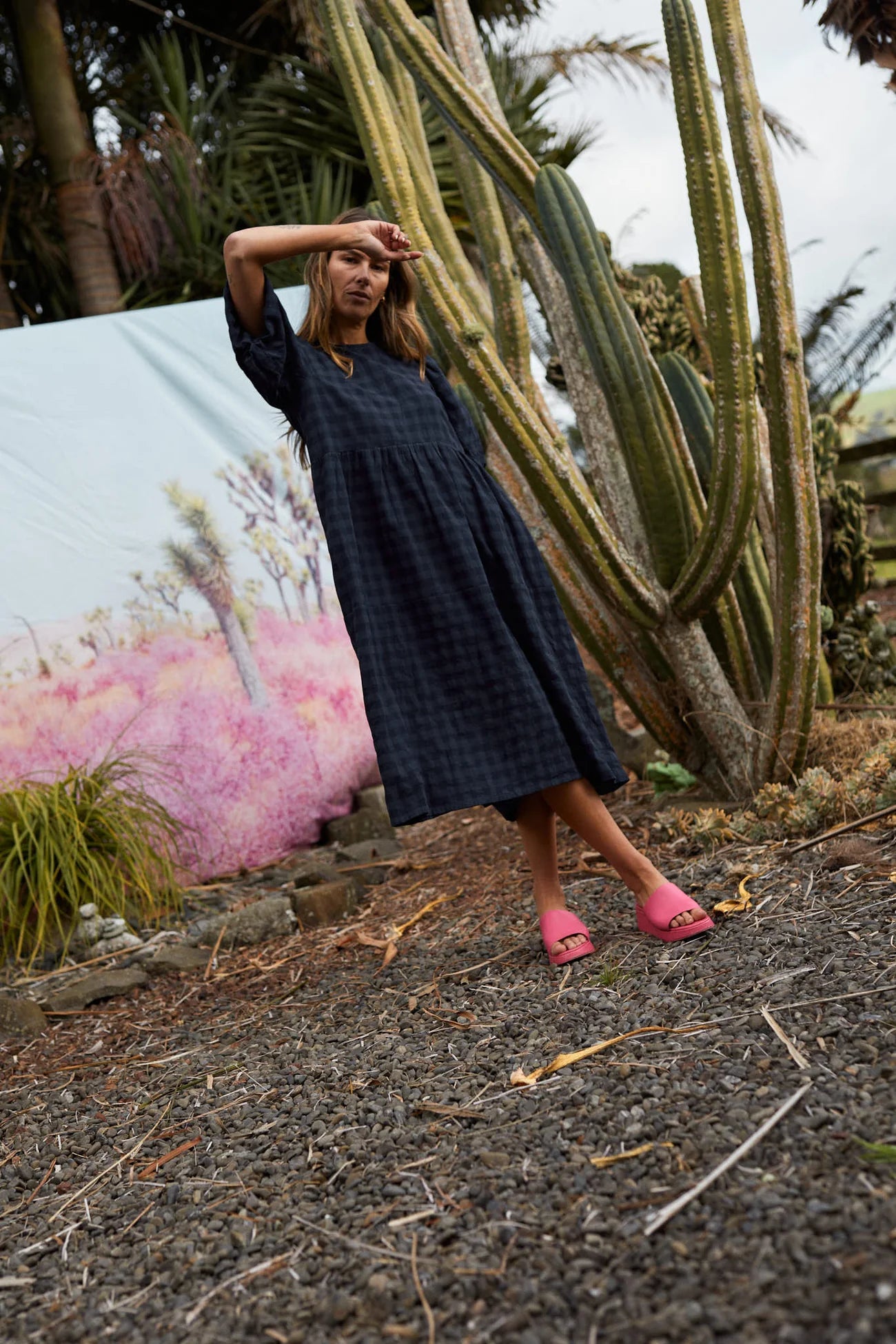 LUCINDA DRESS NAVY CHECK