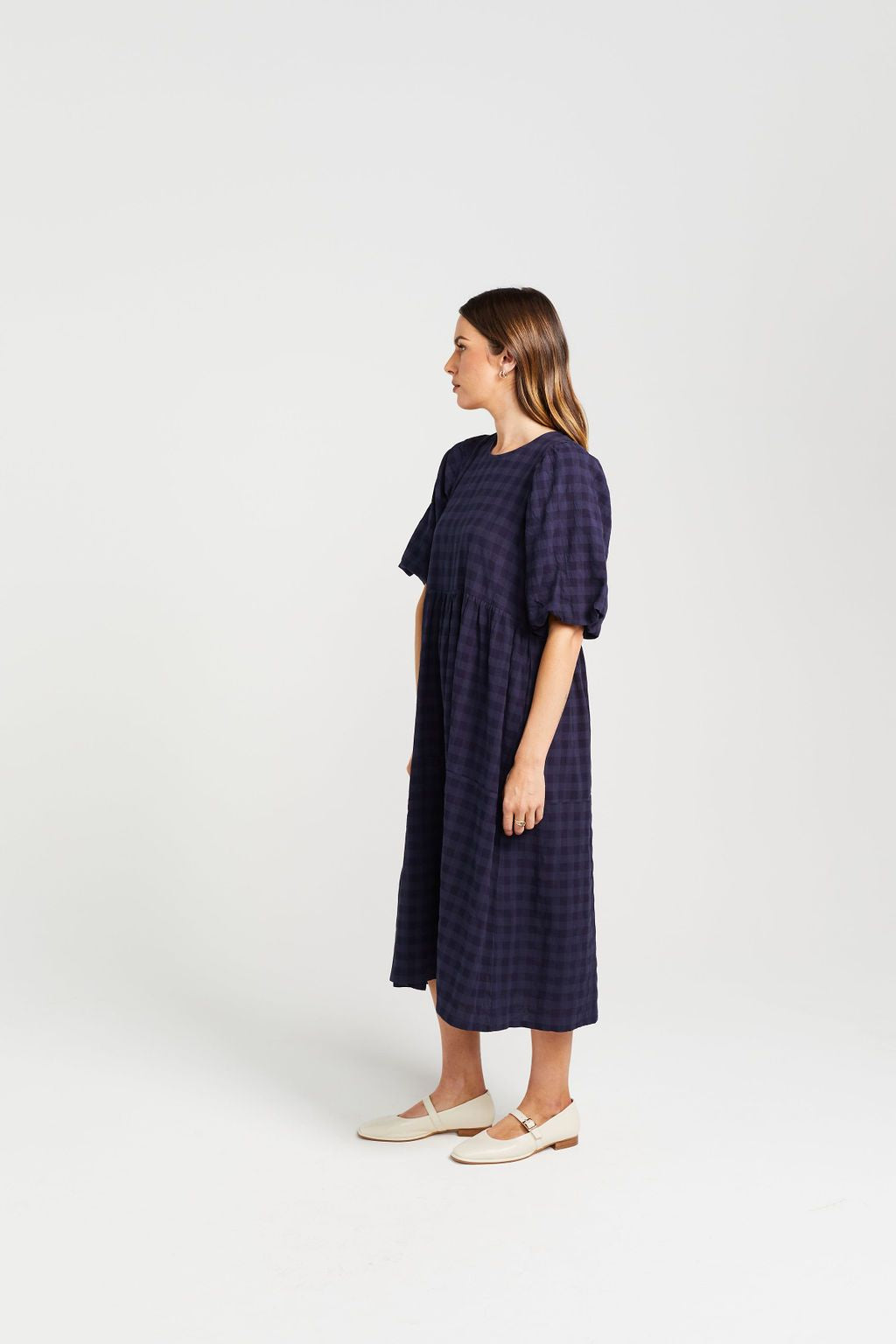 LUCINDA DRESS NAVY CHECK