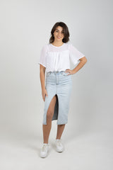 VERONICA DENIM SKIRT BORROWED BLUE