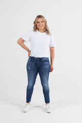 3301 MID SKINNY ANKLE JEANS - FADED RIPPED BALTIC SEA