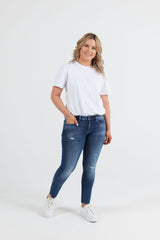 3301 MID SKINNY ANKLE JEANS - FADED RIPPED BALTIC SEA