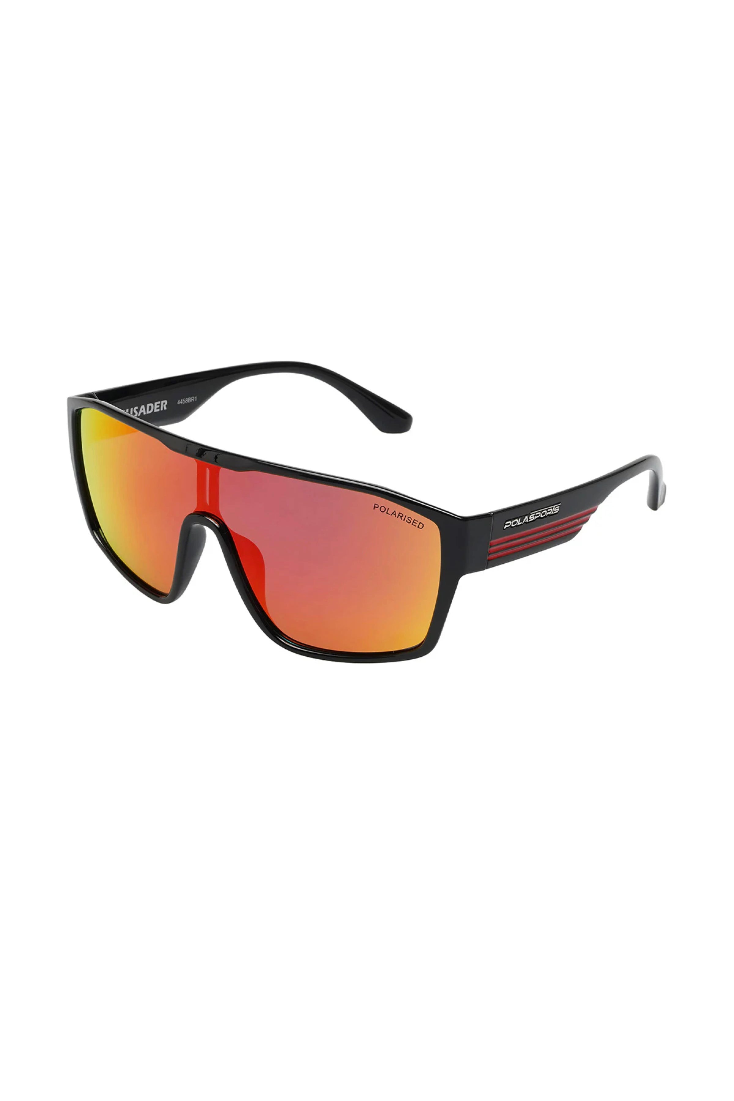 CRUSADER SUNGLASSES - BLACK/RED MIRROR