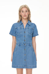 DENIM RIDER MINI DRESS BLUE WASH