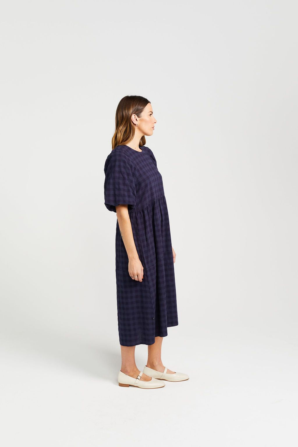 LUCINDA DRESS NAVY CHECK