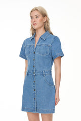 DENIM RIDER MINI DRESS BLUE WASH