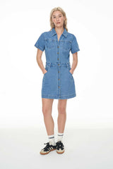 DENIM RIDER MINI DRESS BLUE WASH