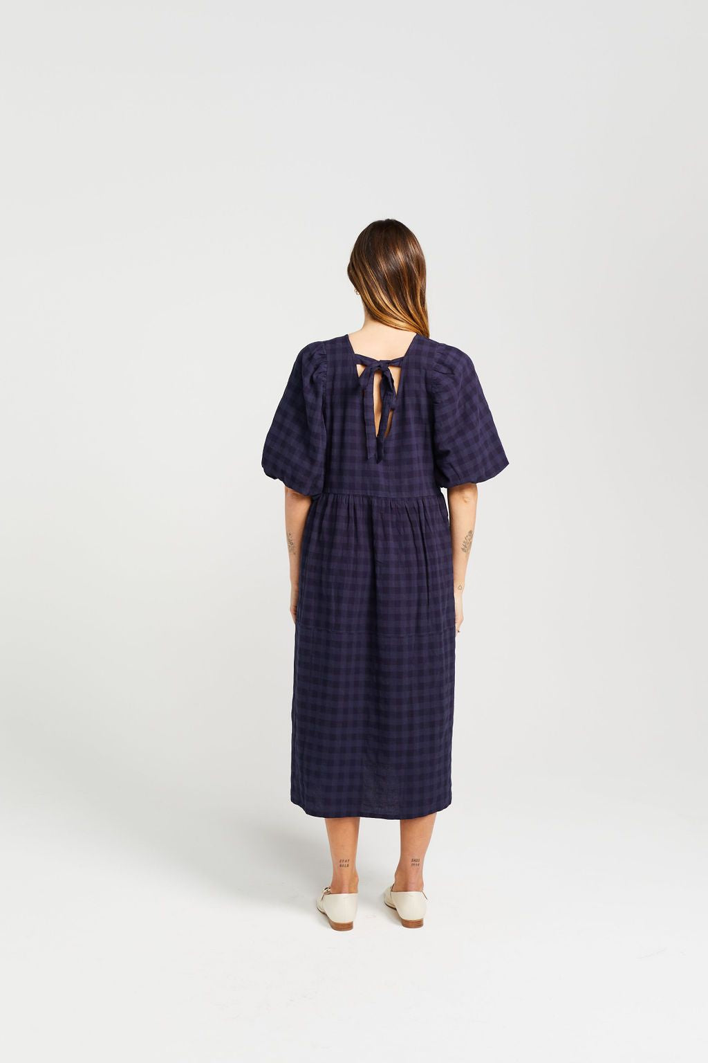 LUCINDA DRESS NAVY CHECK